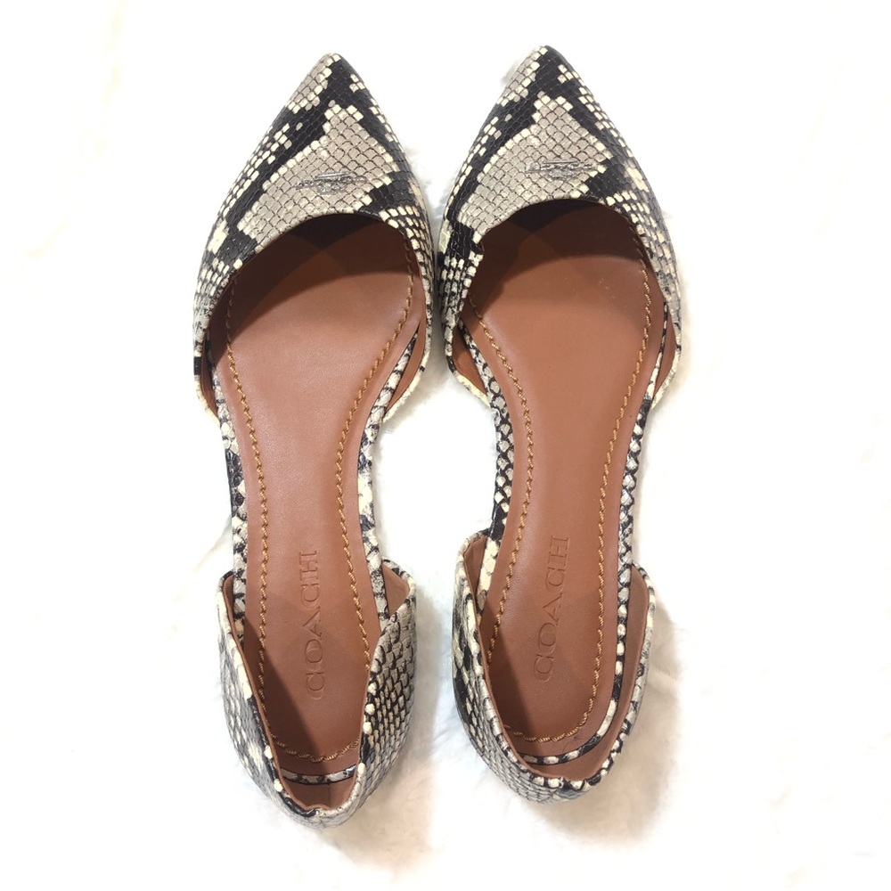 Coach d’Orsay flats snakeskin print leather